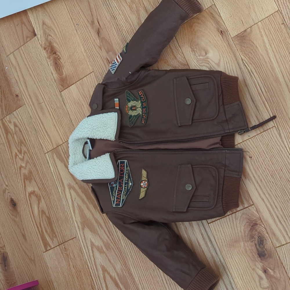 Toddler boys leather aviator jacket